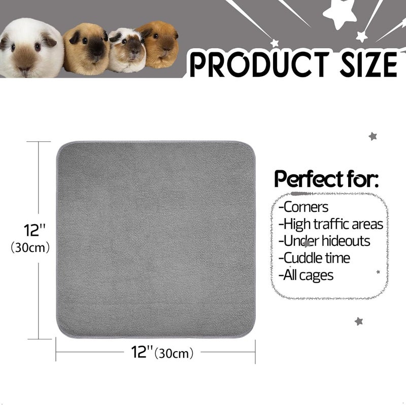 GINIDEAR Guinea Pig Cage Liner, 8 Pack - Washable, Reusable, Leakproof Fleece Bedding Pads for Small Animals with Anti-Slip Bottom - for C&C 12''X12'' Area, Gray - Image 3